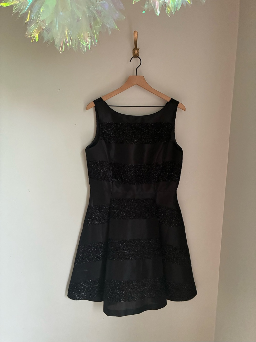 Taylor Fit and Flare Structures Striped Black Cocktail Event Dress Size 12